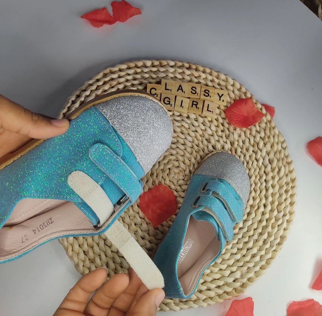 Baby Girl Toddler Fashion Glitter Shoe (silver Blue)