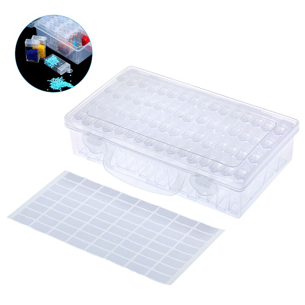 Clear Plastic Diamond Storage Box With Handle 64 Pack