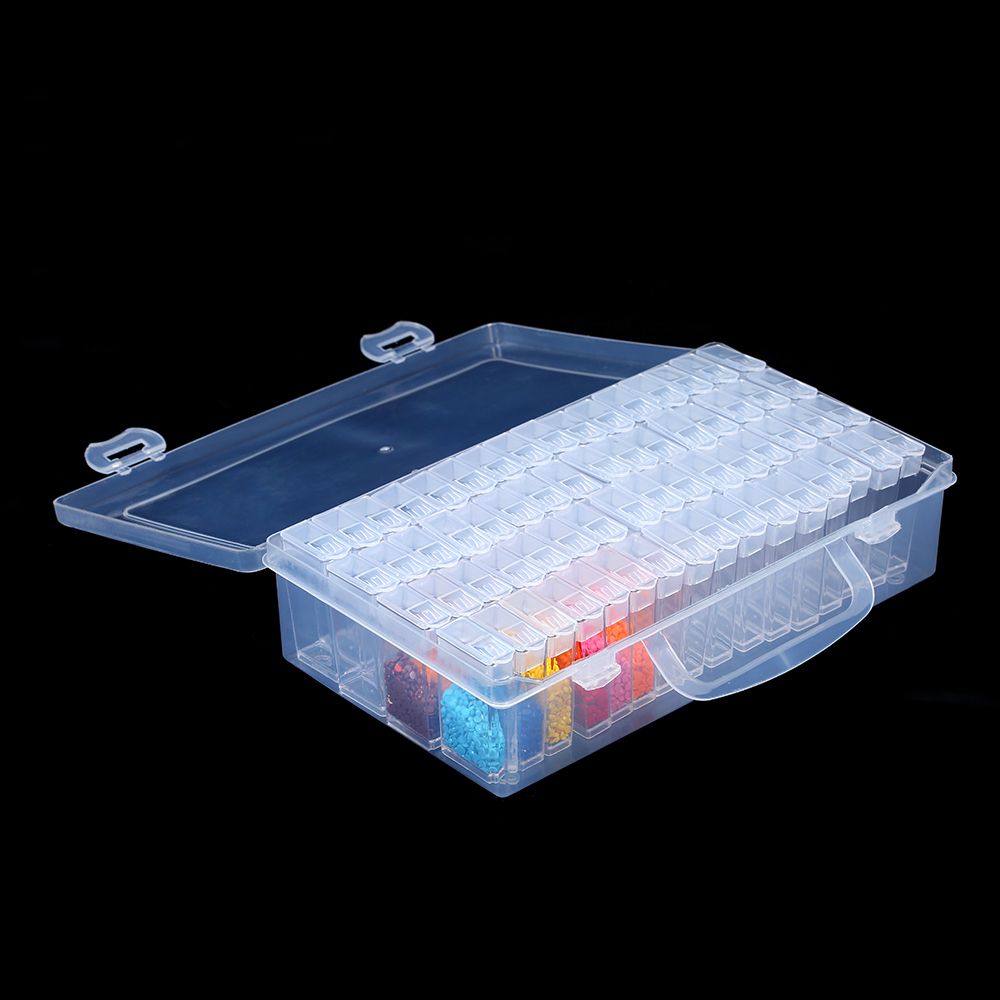 Clear Plastic Diamond Storage Box With Handle 64 Pack