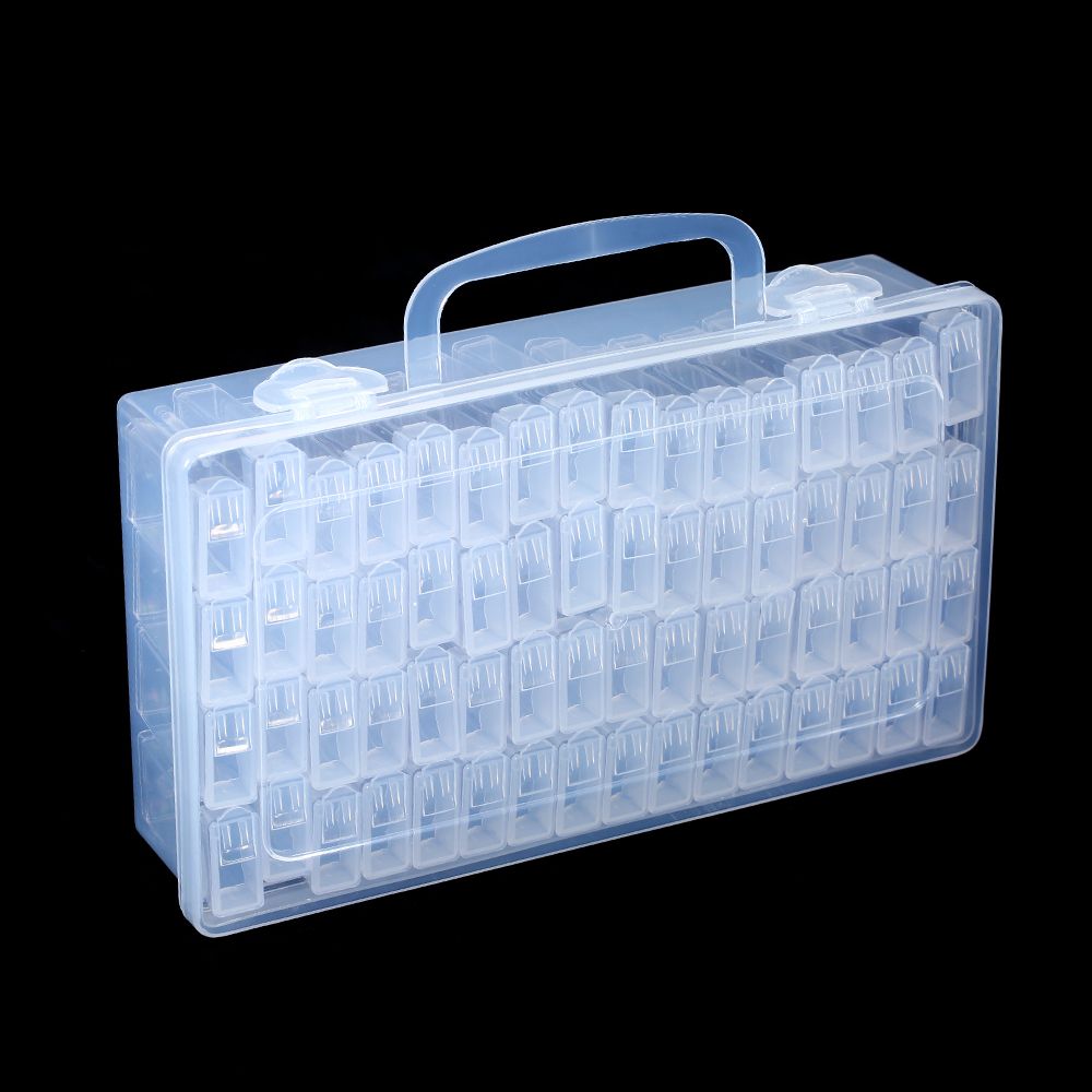 Clear Plastic Diamond Storage Box With Handle 64 Pack