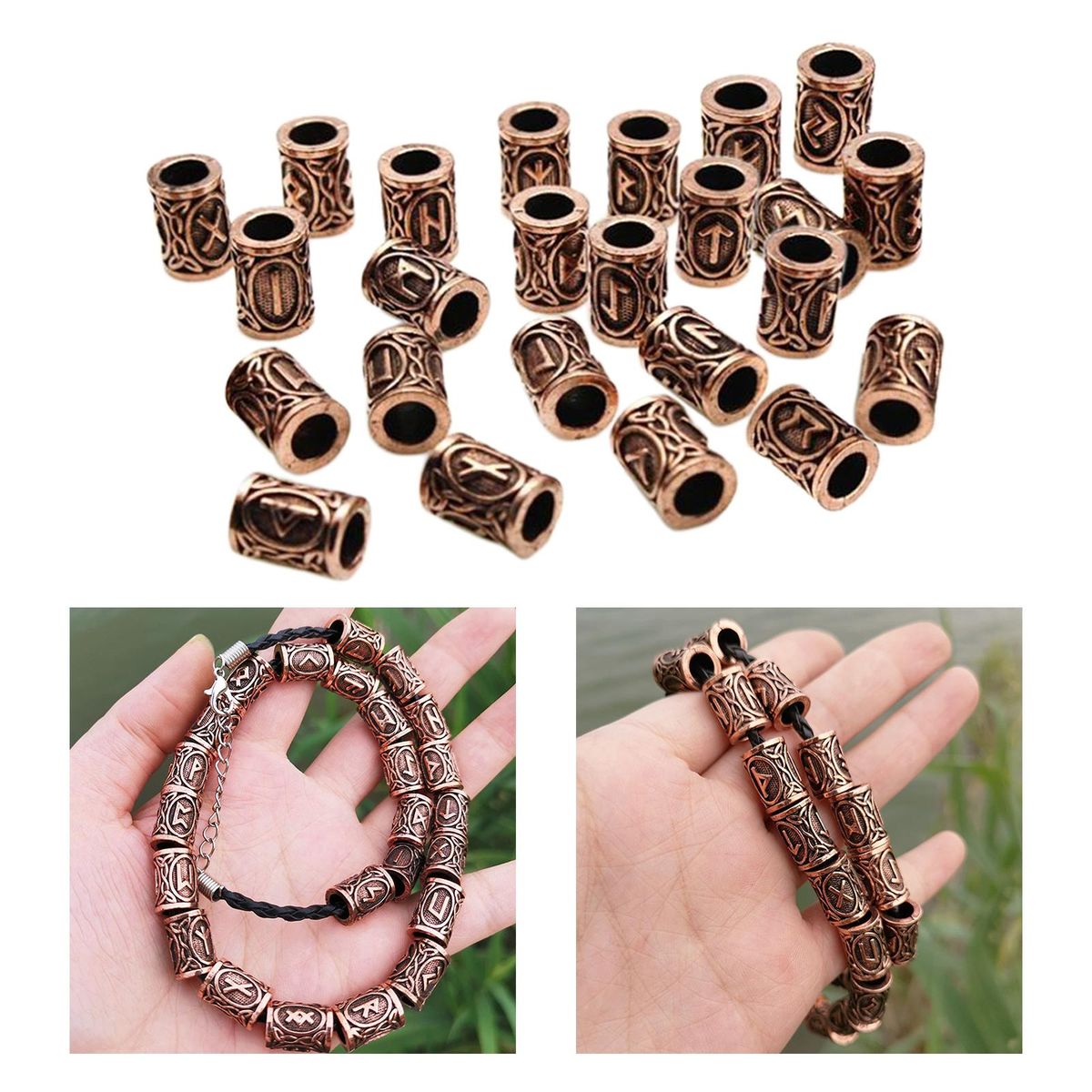 24 Pieces Viking Runes Bead Dreadlocks Beads For Hair Decoration