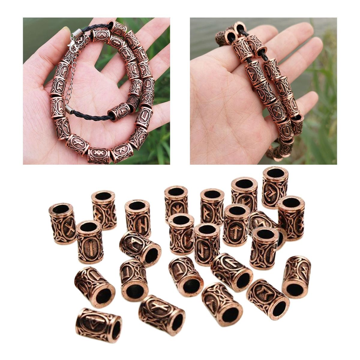 24 Pieces Viking Runes Bead Dreadlocks Beads For Hair Decoration