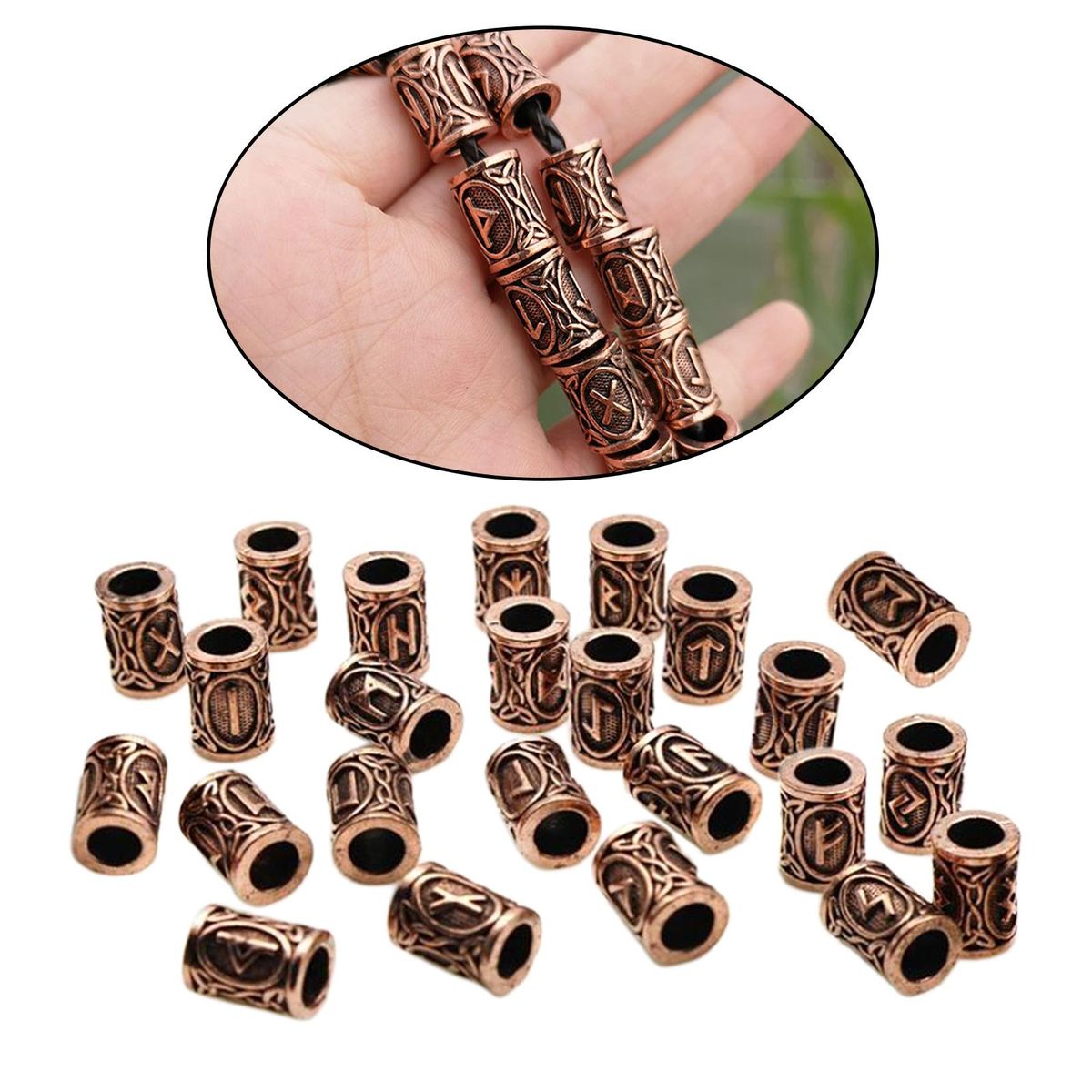 24 Pieces Viking Runes Bead Dreadlocks Beads For Hair Decoration