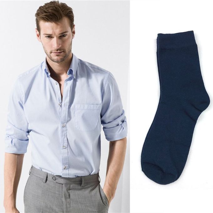 Winter Autumn Omfortable Solid Olor Business Style So Ks Middle Length-dark Blue