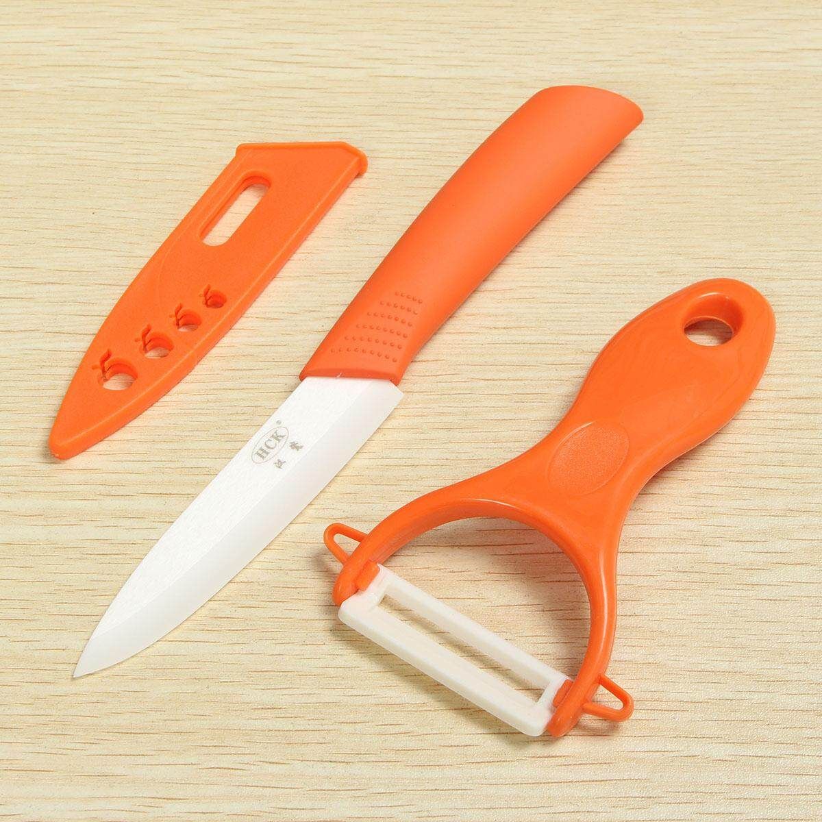 New Design Super Quality Kitchen Ceramic Tools Fruit Ceramic & Ceramic Peeler Set 3pcs/set Kitchen Orange