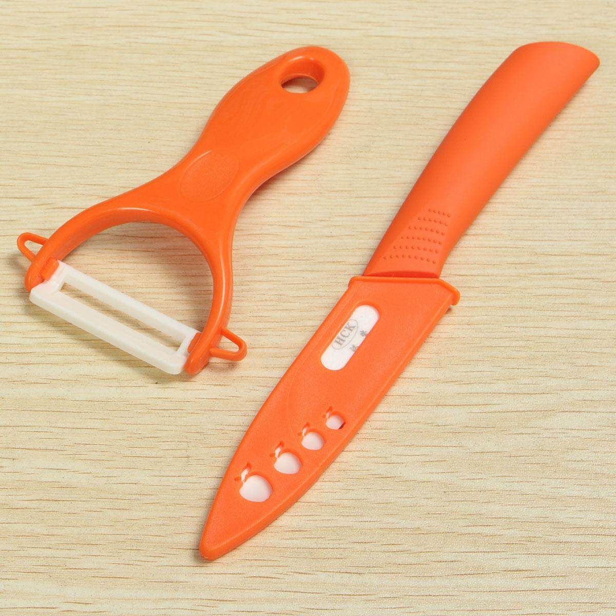 New Design Super Quality Kitchen Ceramic Tools Fruit Ceramic & Ceramic Peeler Set 3pcs/set Kitchen Orange