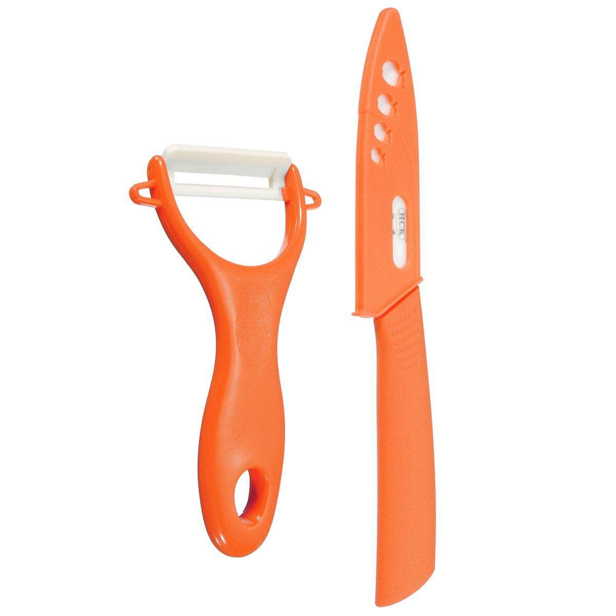 New Design Super Quality Kitchen Ceramic Tools Fruit Ceramic & Ceramic Peeler Set 3pcs/set Kitchen Orange