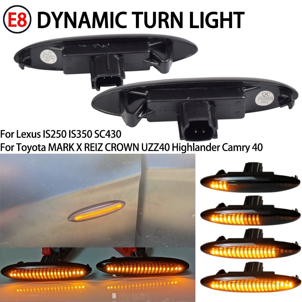 2PCS Led Dynamic Side Marker Turn Signal Light For Lexus IS250 IS350 SC430 Toyota MARK X REIZ CROWN