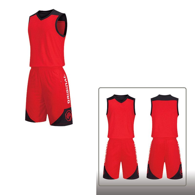 Adult Kids Training Jerseys Set,Sport Basketball Set（Red）