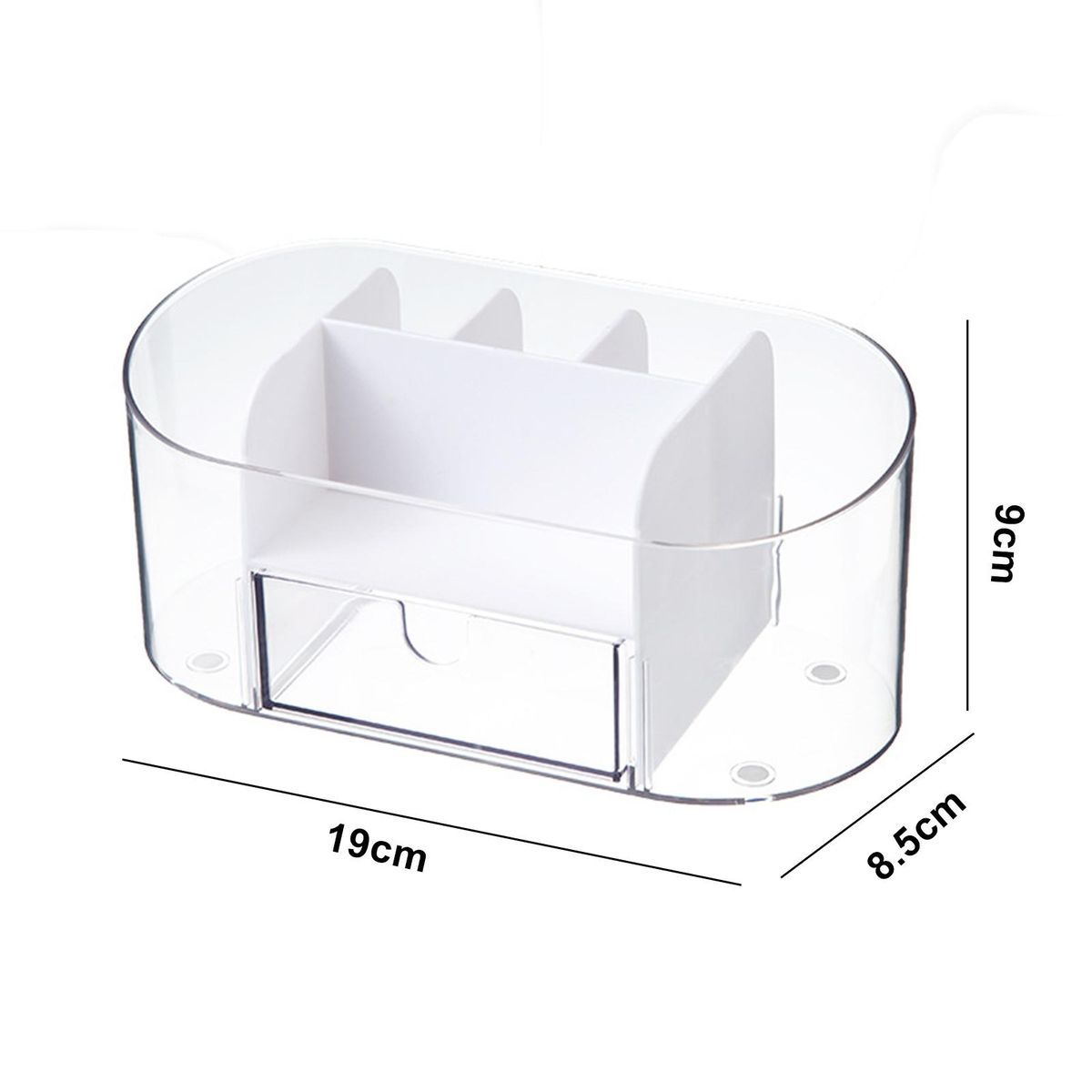 Transparent Cosmetic Organizer with Drawer Stylish Makeup for Home White