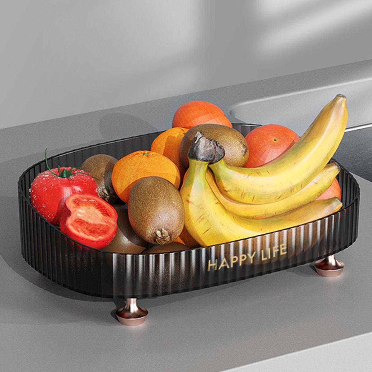 Modern Vanity Tray Light Luxury Vanity Tray Elegant Desktop for Makeup Black