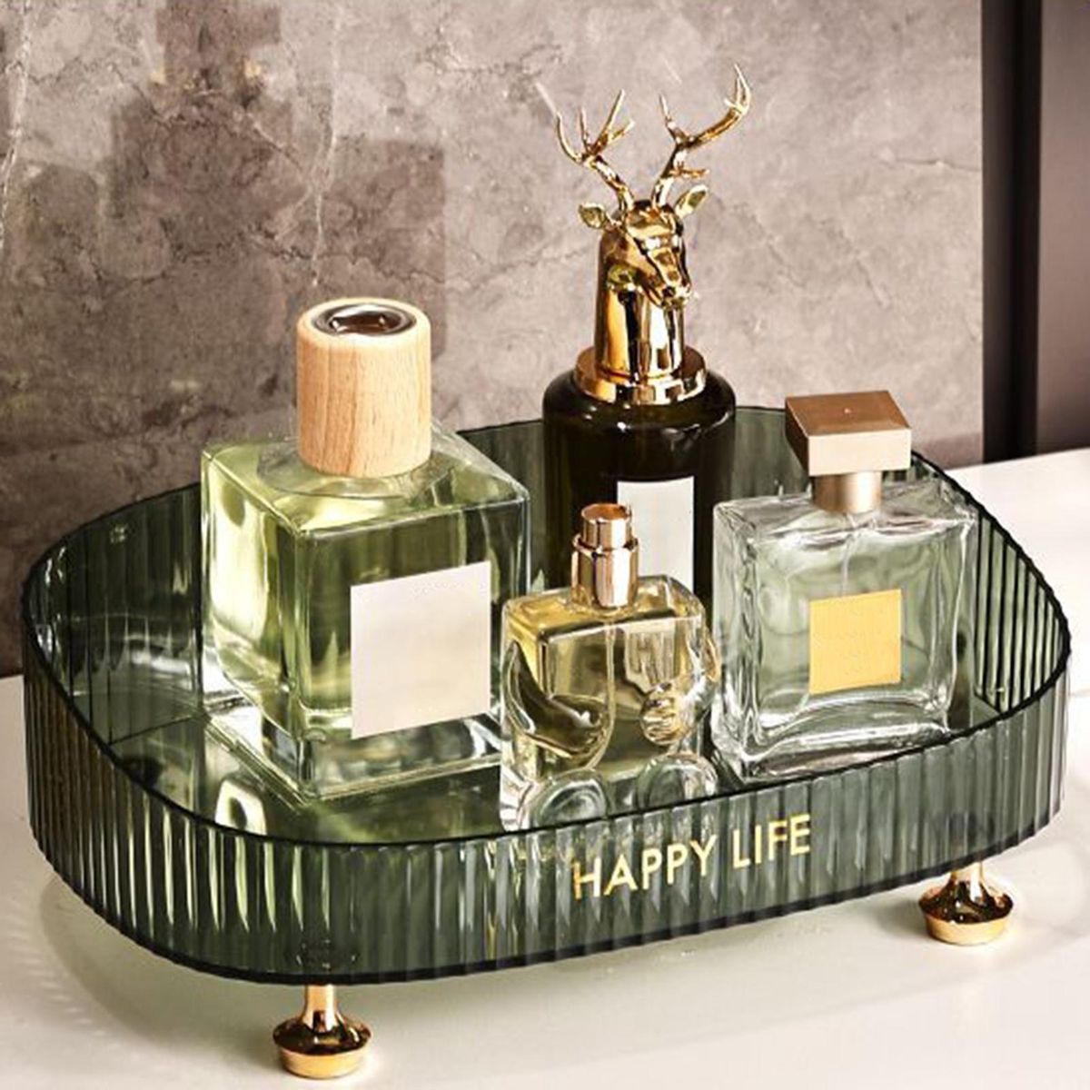 Lipstick Storage Tray Light Luxury Vanity Tray Elegant for Makeup Atrovirens