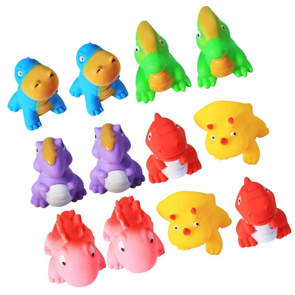 12 Pcs Bath Toys Shower Dinosaur Adorable Portable Bathtub Squeeze Interesting Water Children Supply Soft Rubber Lovely
