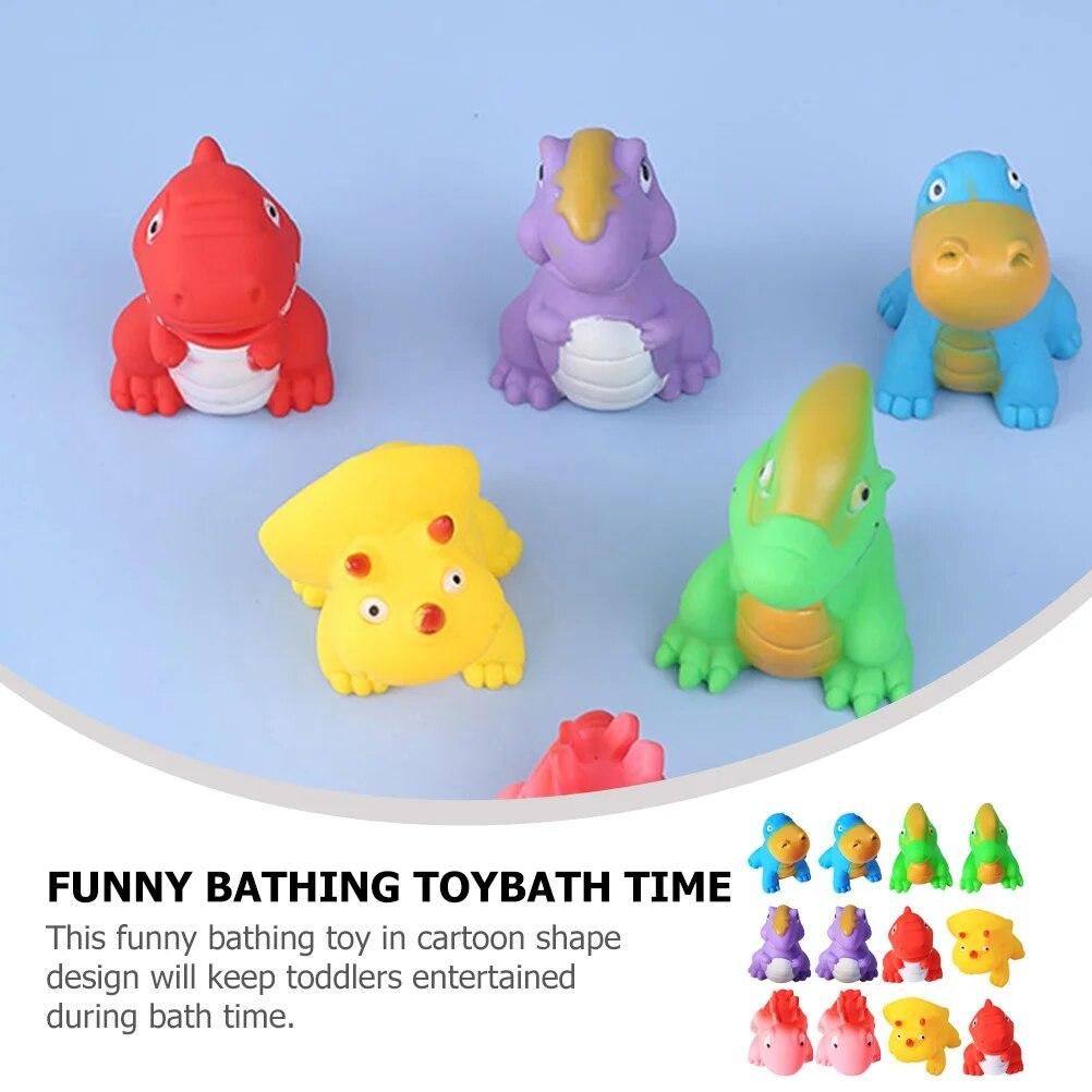 12 Pcs Bath Toys Shower Dinosaur Adorable Portable Bathtub Squeeze Interesting Water Children Supply Soft Rubber Lovely