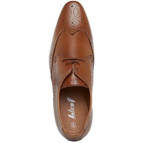 Mens Leather Wing Tipped Brogue Shoes Brown