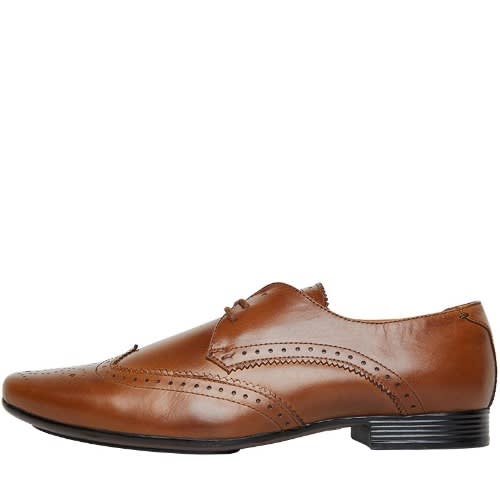 Mens Leather Wing Tipped Brogue Shoes Brown