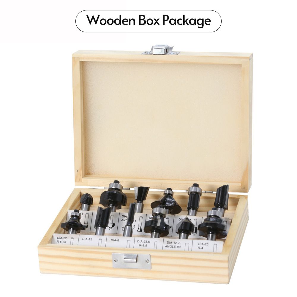 12Pcs Tungsten Carbide Router Bits Set Trimming Straight