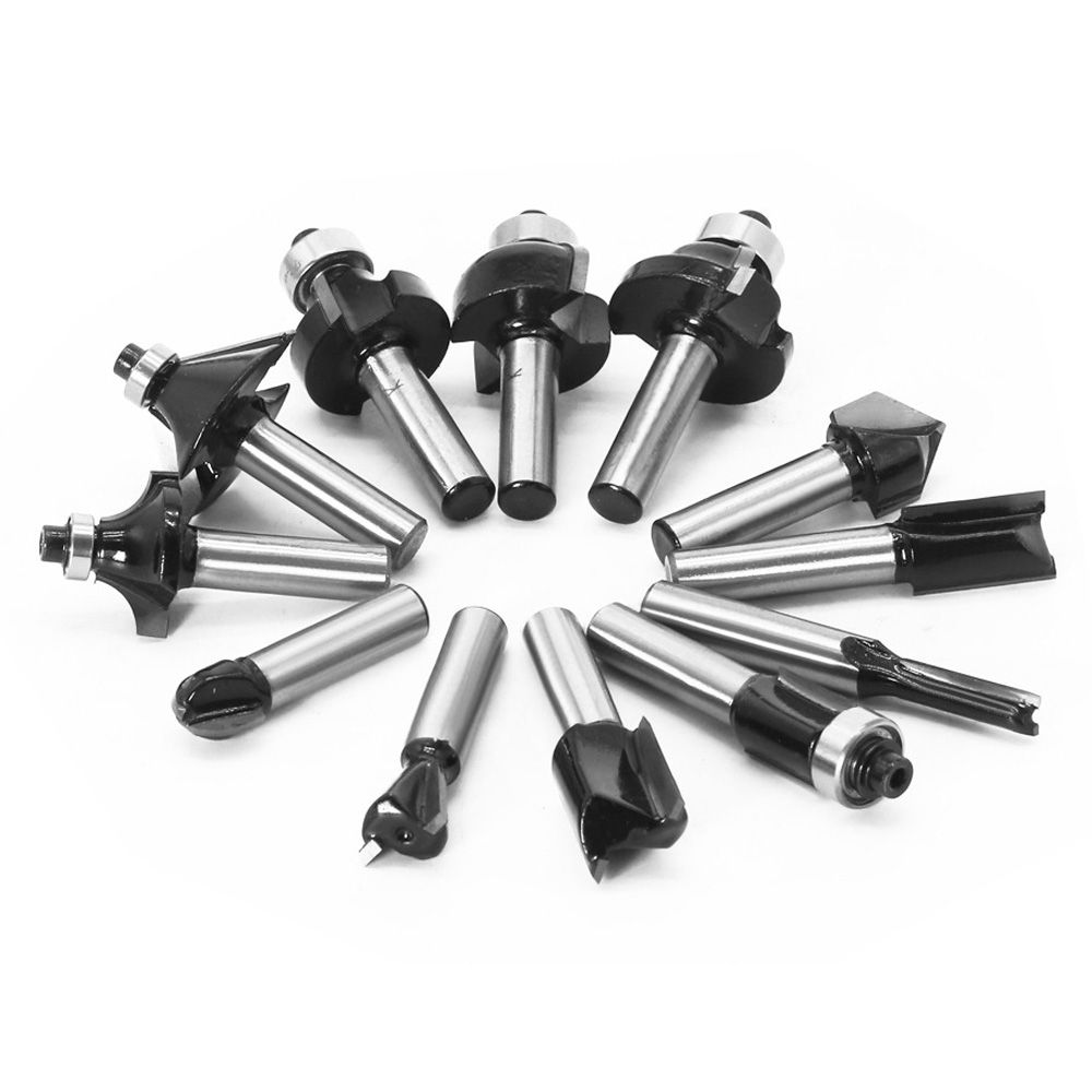 12Pcs Tungsten Carbide Router Bits Set Trimming Straight