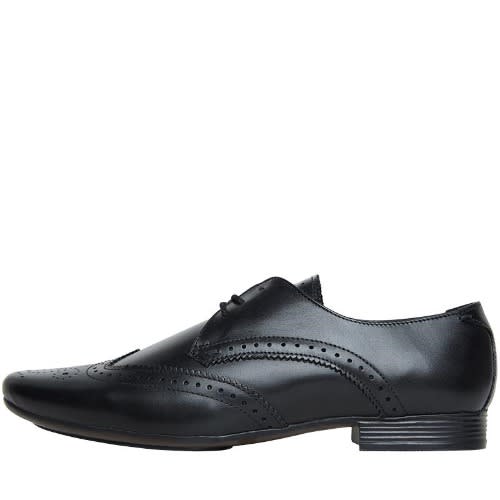 Mens Leather Wing Tipped Brogue Shoes Black