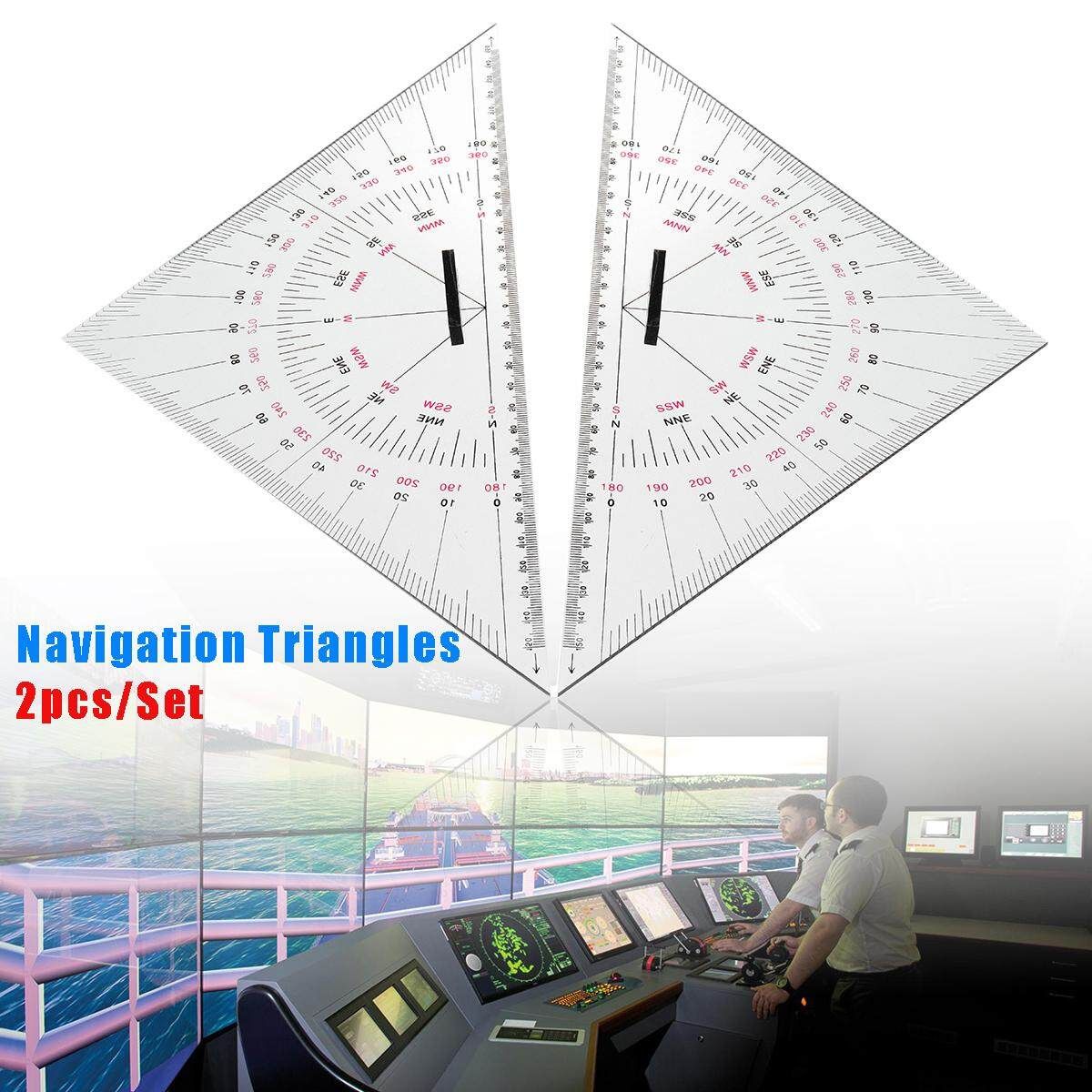 2 X 300mm Acrylic Navigation Triangular Protractor Hypotenuse Nautical Squares