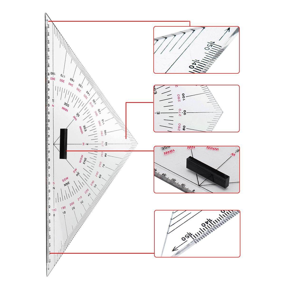 2 X 300mm Acrylic Navigation Triangular Protractor Hypotenuse Nautical Squares