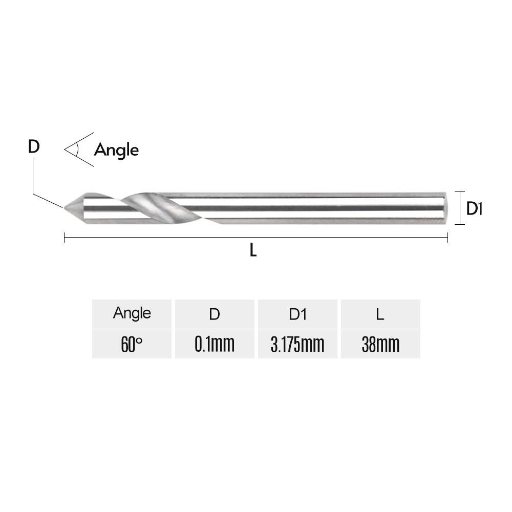 60 Degree Spiral Engraving End Mill Router Bit  V-Groove Carving Cutter 3D Engraving Bit with Flat Bottom 1/8 in Shank, 5 Pcs