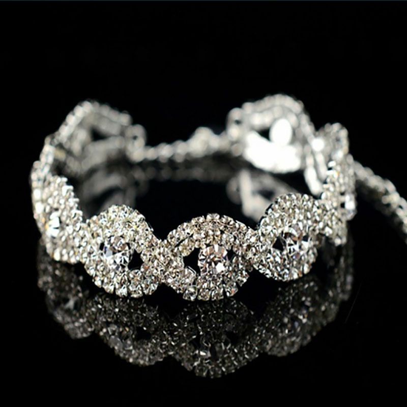 2 In 1 Silver Rhinestone Bracelet Women's Wrist Jewellery