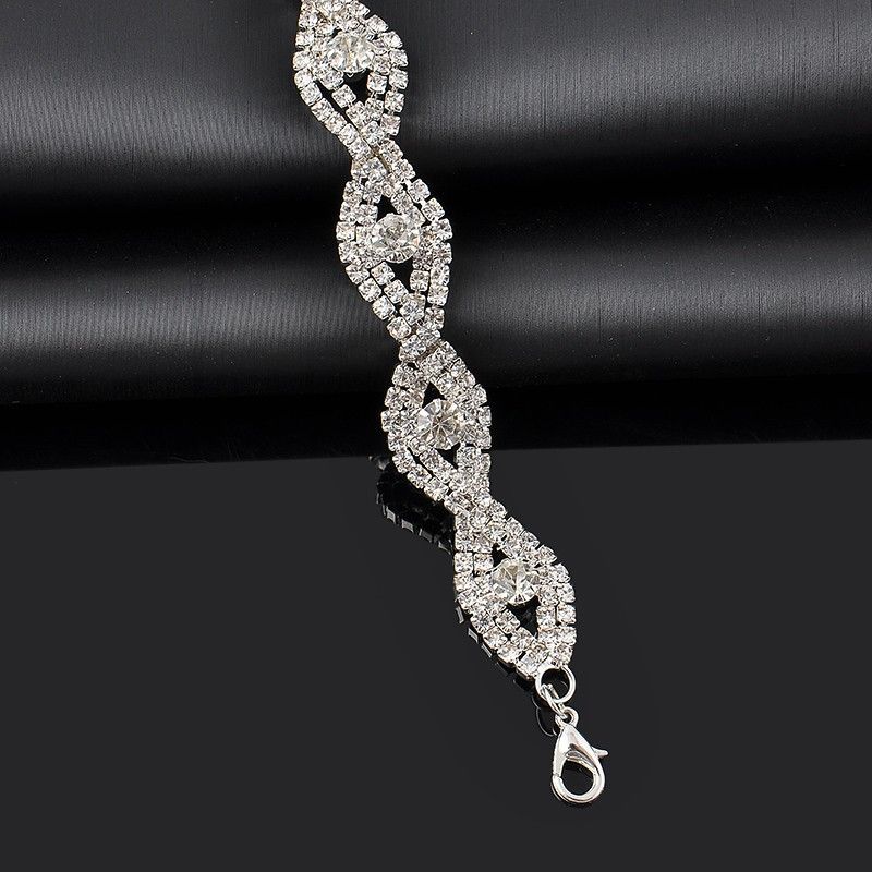 2 In 1 Silver Rhinestone Bracelet Women's Wrist Jewellery