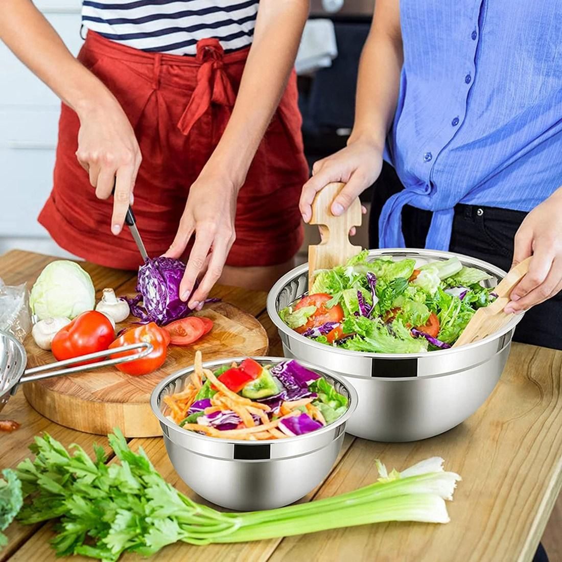 5 Pcs Mixing Bowl,Stainless Steel Stackable Salad Bowl with Airtight Lid,Serving Bowl for Kitchen Cooking Baking,Etc