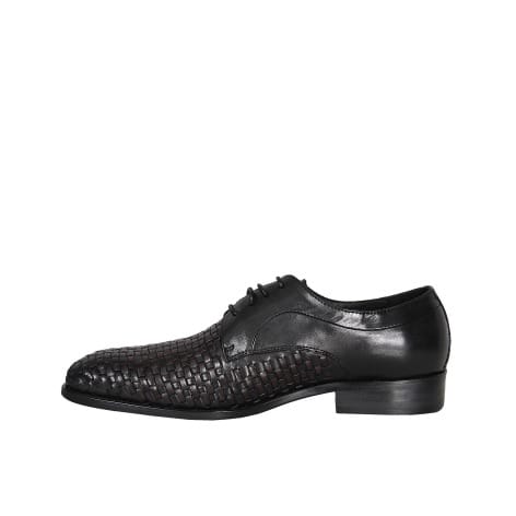 Men’s Matted Patterned Lace Up Shoe - Black - Msh-4727