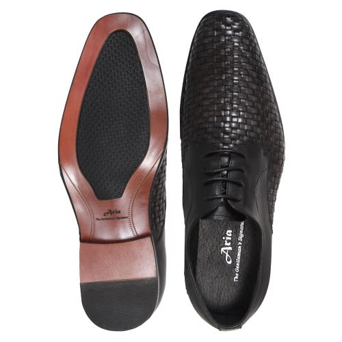 Men’s Matted Patterned Lace Up Shoe - Black - Msh-4727