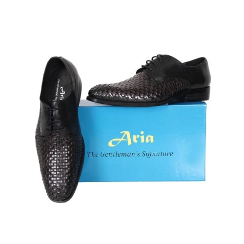 Men’s Matted Patterned Lace Up Shoe - Black - Msh-4727