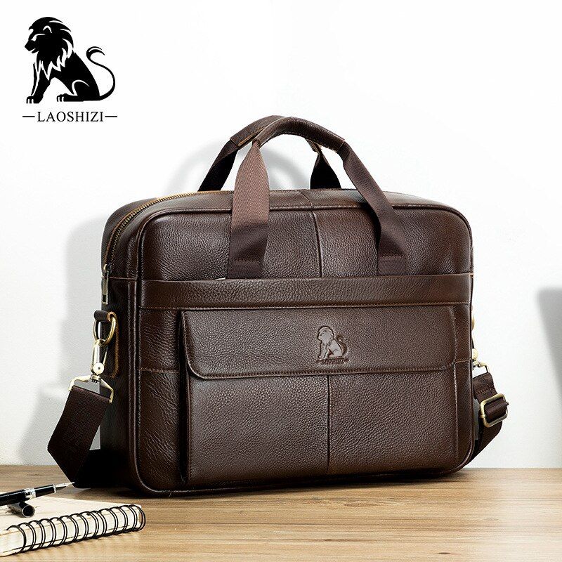Luxury Genuine Leather Business Men's Briefcase Male Real Cow Leather Men Shoulder
