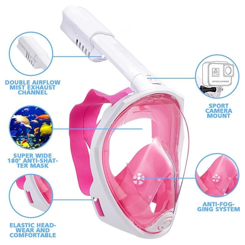 Face Snorkel Mask 180° Panoramic with Detachable Camera