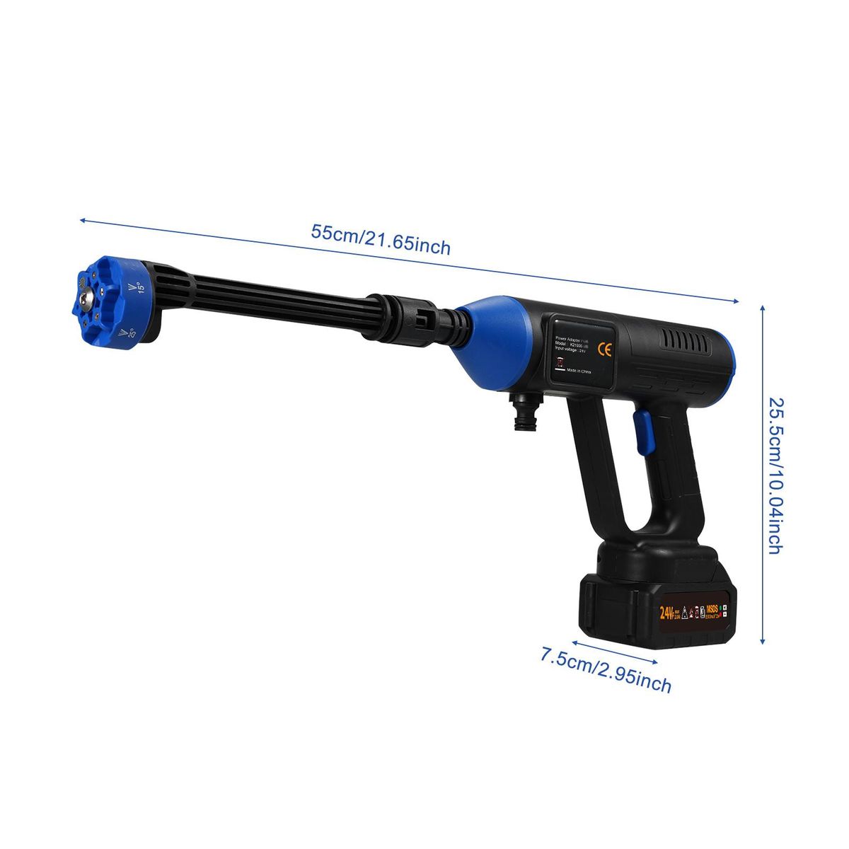 Handheld Pressure Washer Portable Powerful Cleaner 50bar/725PSI 350W Cordless Power Washer with Rechargeable 2 Pack 1500mAh*10 Battery Brushless Motor 6in1 Injection 10m Tube Toolbox Package Car Washer Gun for Home Floor Clea
