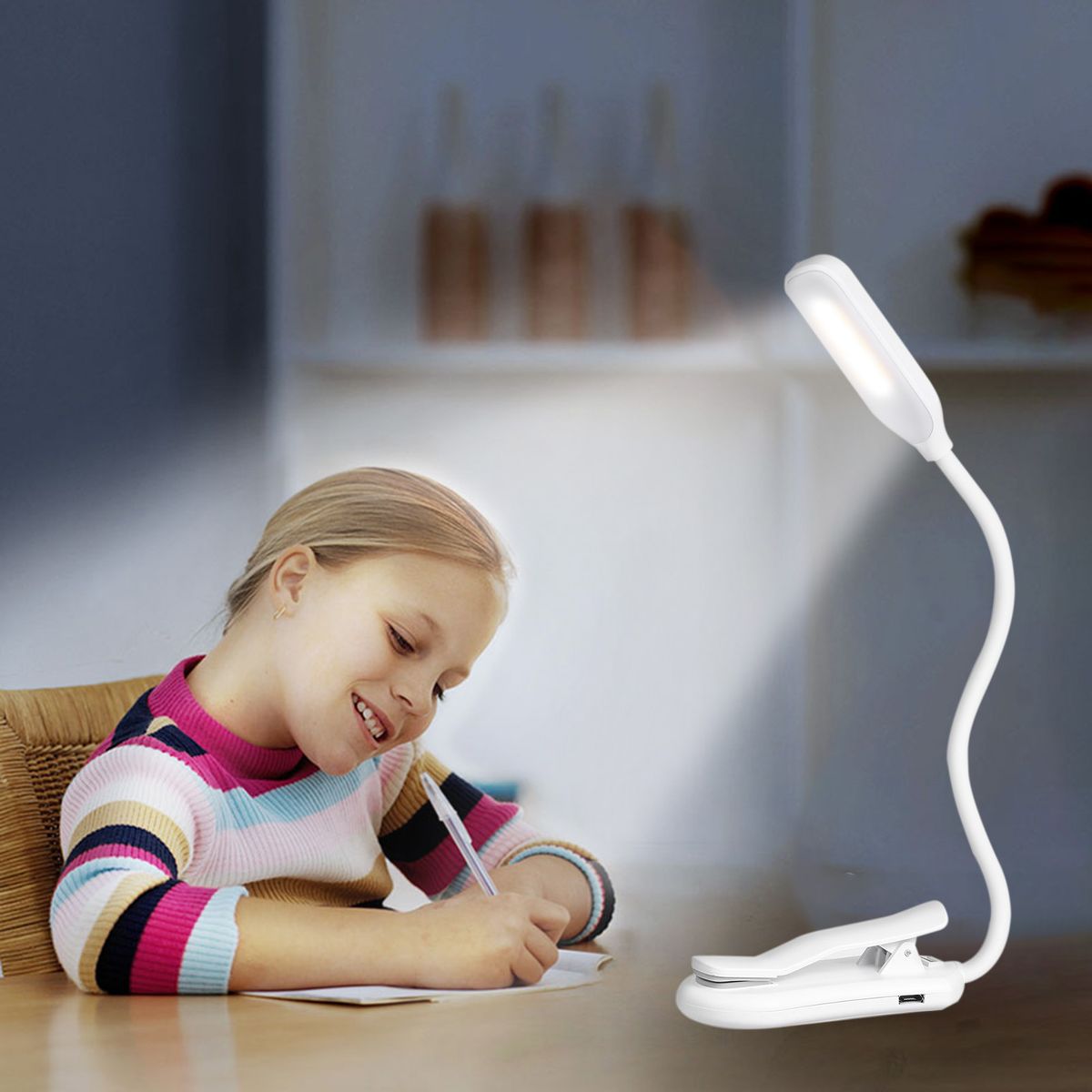 7 LEDs Reading Light Book Clamp Clip Lamp Flexible Bendable