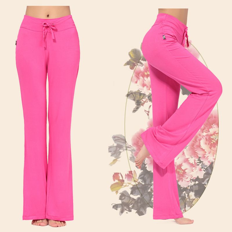 Women Solid Color High Waist Drawstring Wide Leg Long Pants Yoga Dance Trousers Wide Leg For Yoga Running Jogging Gymnastics(#White)