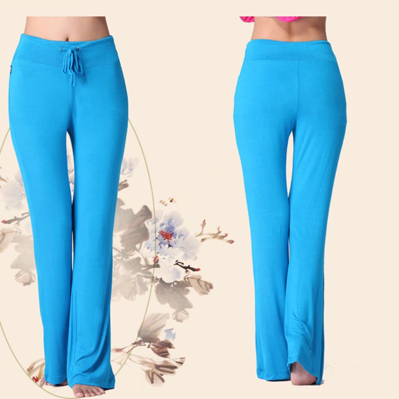Women Solid Color High Waist Drawstring Wide Leg Long Pants Yoga Dance Trousers Wide Leg For Yoga Running Jogging Gymnastics(#White)