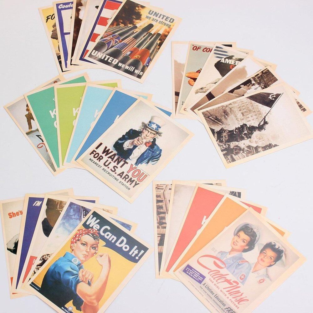 32pcs Vintage Postcards Travel Cities Landscape Photo Poster Retro Cards Set World War II - World War II
