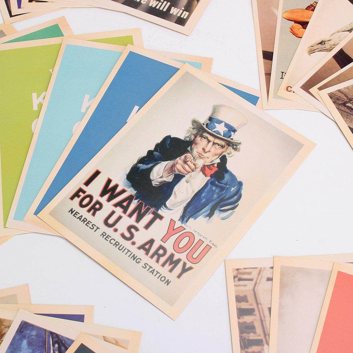 32pcs Vintage Postcards Travel Cities Landscape Photo Poster Retro Cards Set World War II - World War II