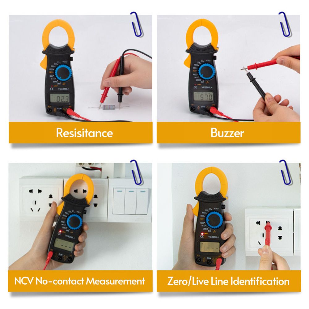 Digital Clamp Meter Multimeter Measures Resistance