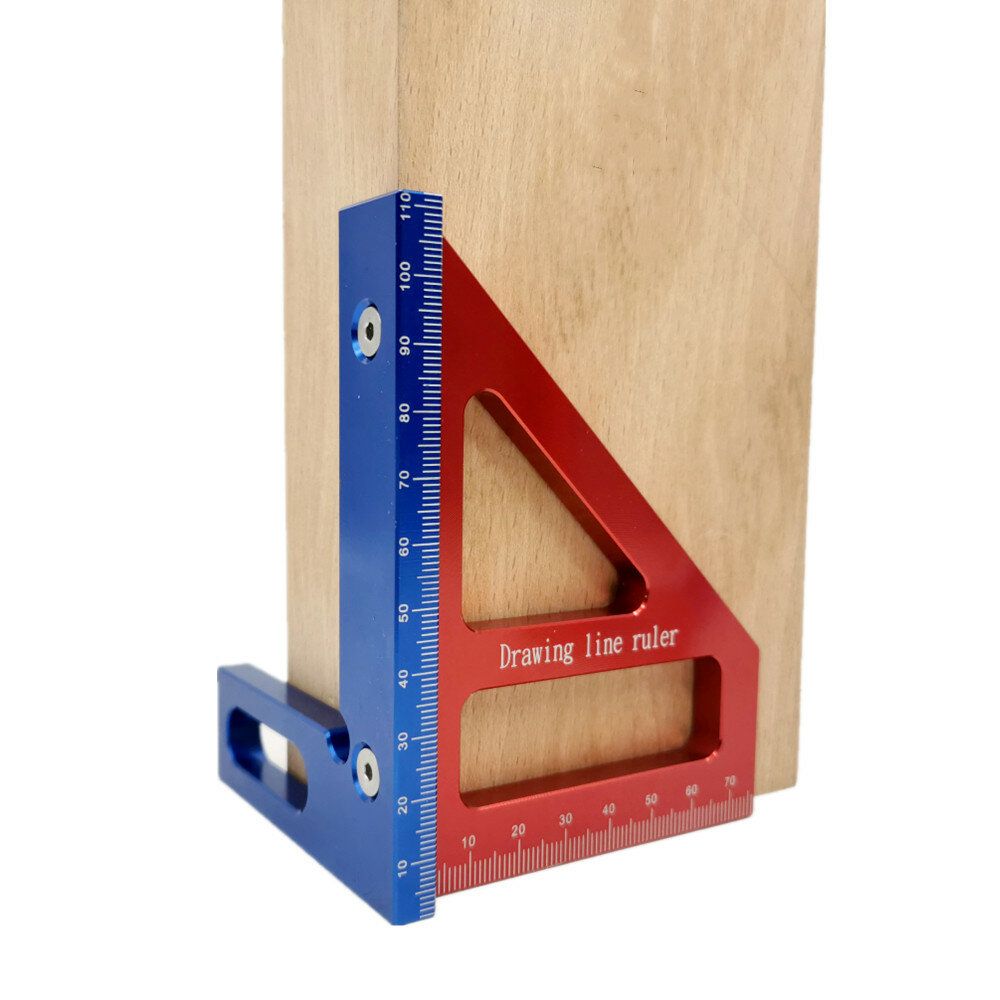 Aluminum Alloy 45/90 Degree Woodworking Square Protractor