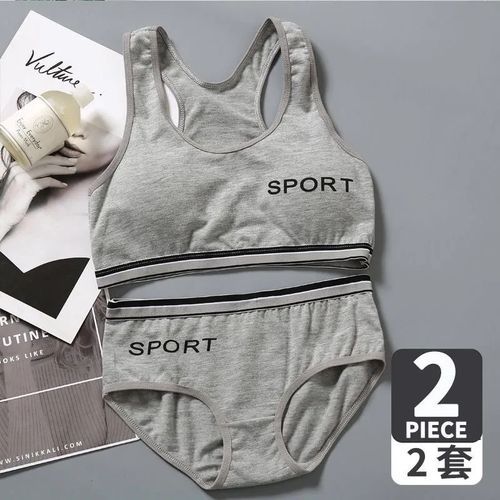 2 Sets Teenage Bras Set Underwear Sport Bra For Girl 7-14 Years Old