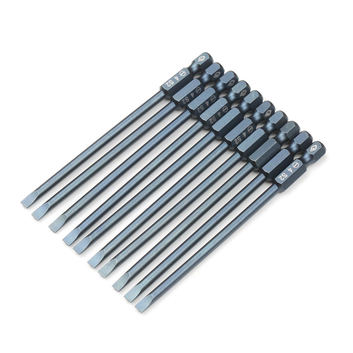 10-Piece Slotted Screwdriver Bit Set 1/4-inch Hex Shank S2