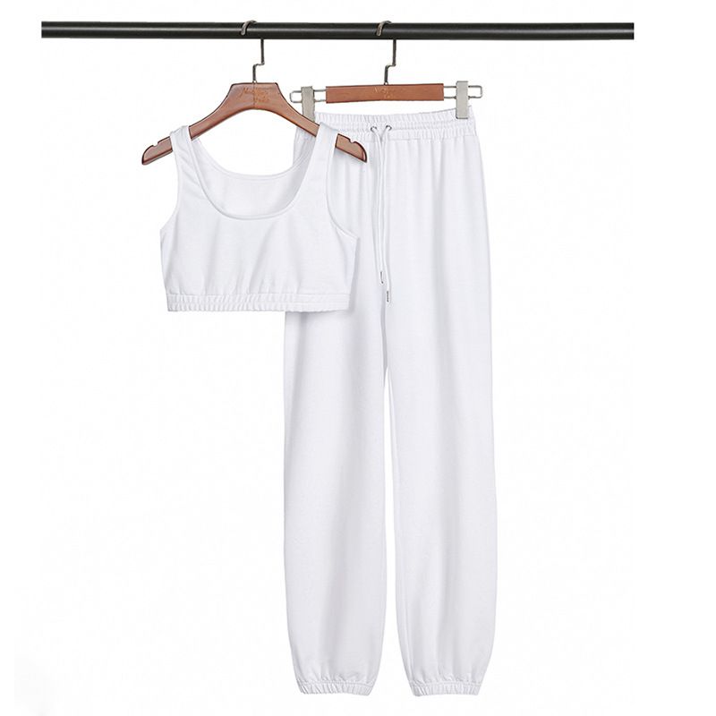 Two Piece Sets Casual Solid Crop Top And Pants Women Tracksuits