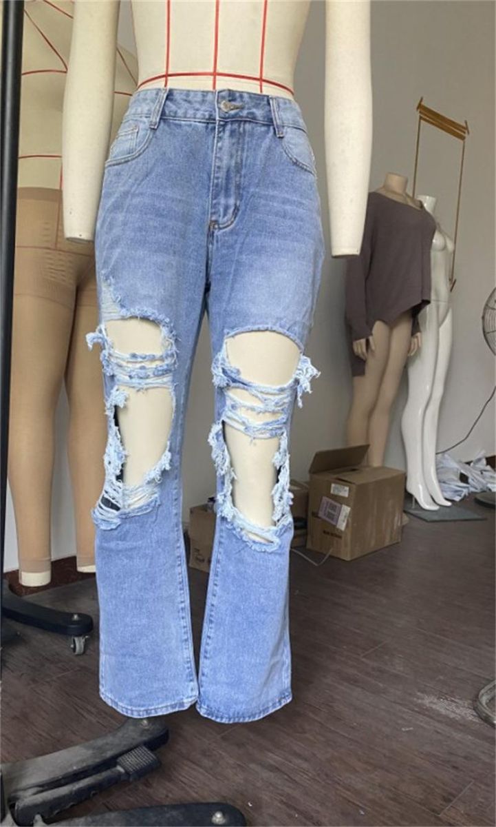 Ladies High Street Ripped Jeans American Net Red Boyfriend Loose Explosive