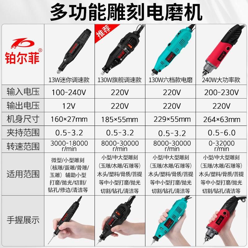 Electrical Grinding Machine Small Hand-Held Wood Carving Jade Polishing Carving Tool Miniature Grinding Machine Electric Pen Mini Electric Drill