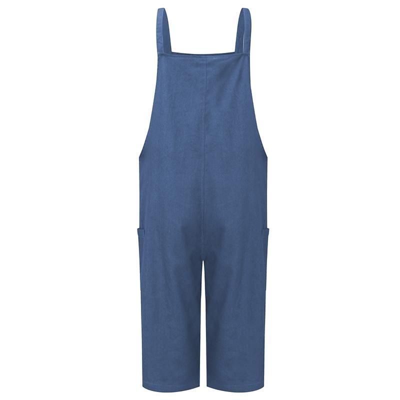 Rompers Womens Jumpsuit Summer Autumn Sleeveless Fashion Wide Leg Pants Denim Calf Length Vintage Overalls S-5XL