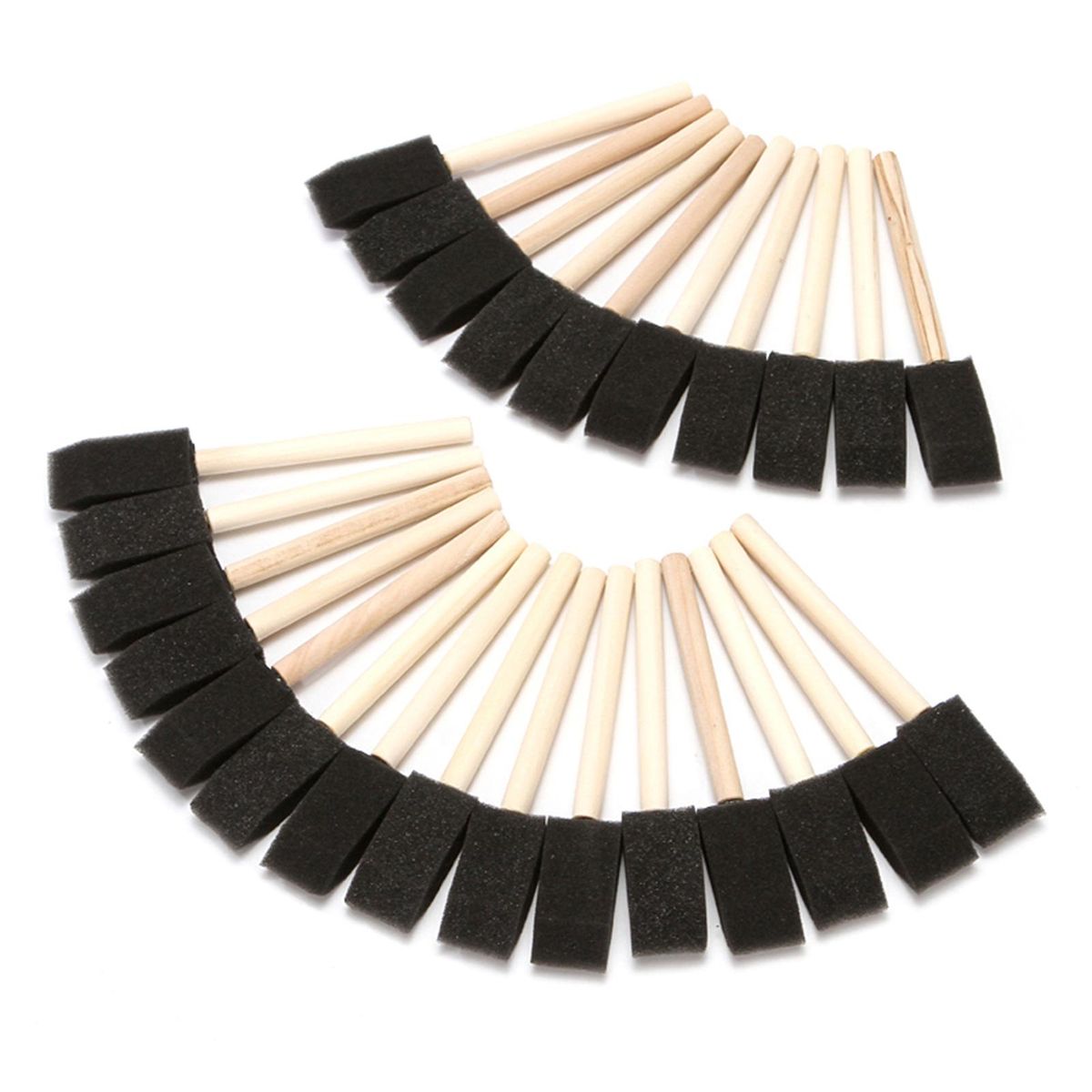 25 Pieces 1-Inch Foam Brush Set Sponge Paint Brushes Wooden Handle Lightweight for Students Family Drawing Painting Staining Art and Crafts