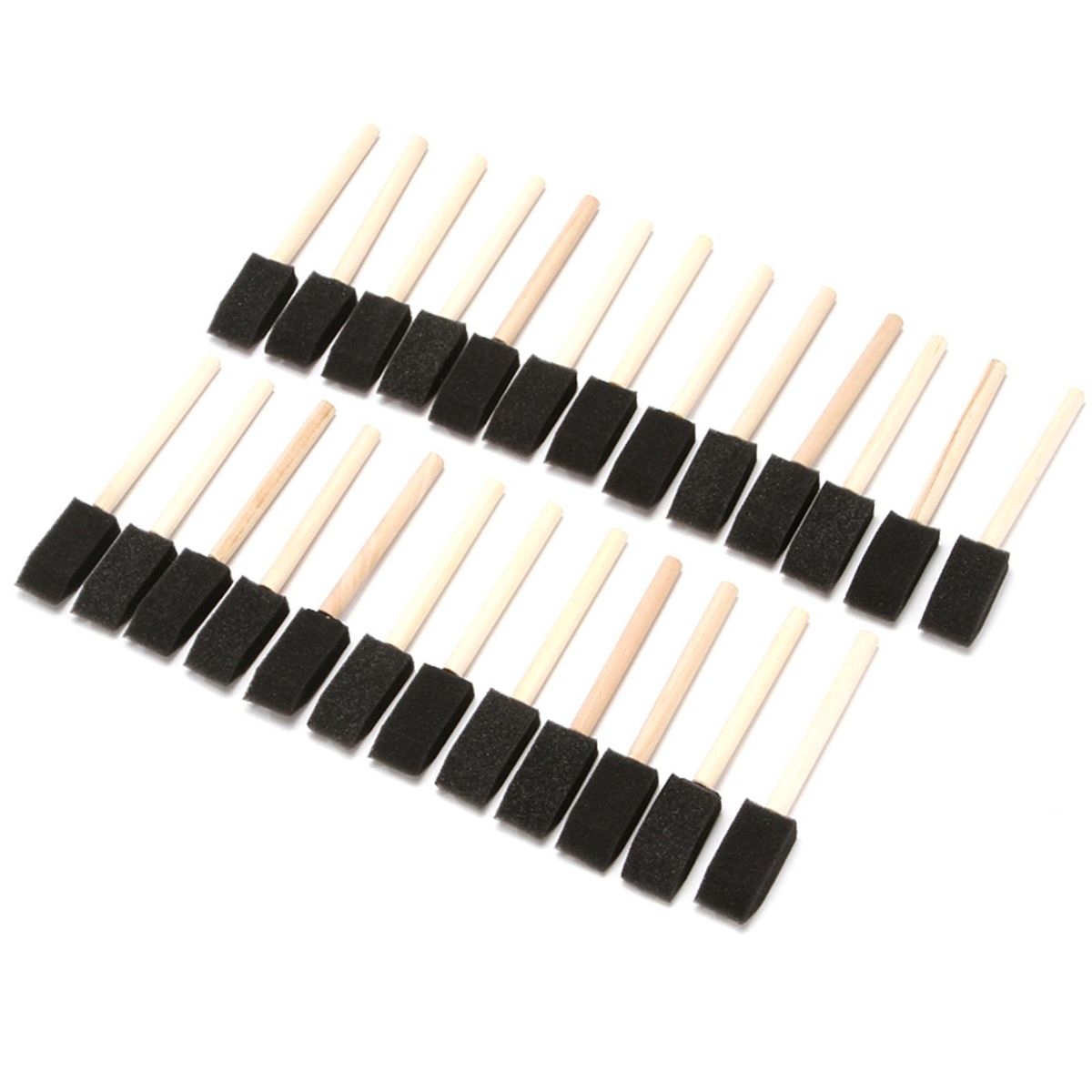 25 Pieces 1-Inch Foam Brush Set Sponge Paint Brushes Wooden Handle Lightweight for Students Family Drawing Painting Staining Art and Crafts